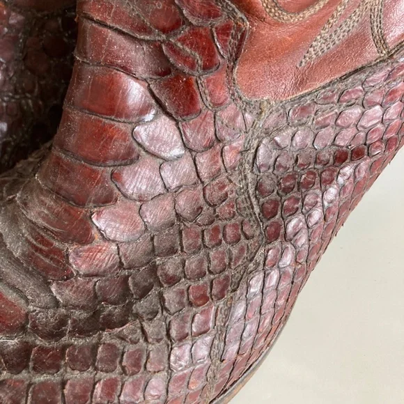 Vintage Dan Post Snakeskin and Leather Cowboy Boots Men’s Size 11D